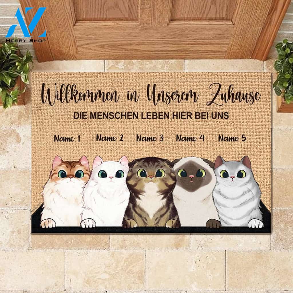 Willkommen in meinem Zuhause German - Funny Personalized Cat Doormat