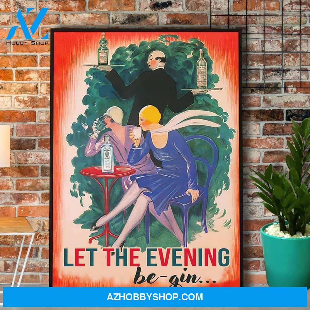 Wine Let The Evening Begin Watercolor Art Canvas And Poster, Wall Decor Visual Art