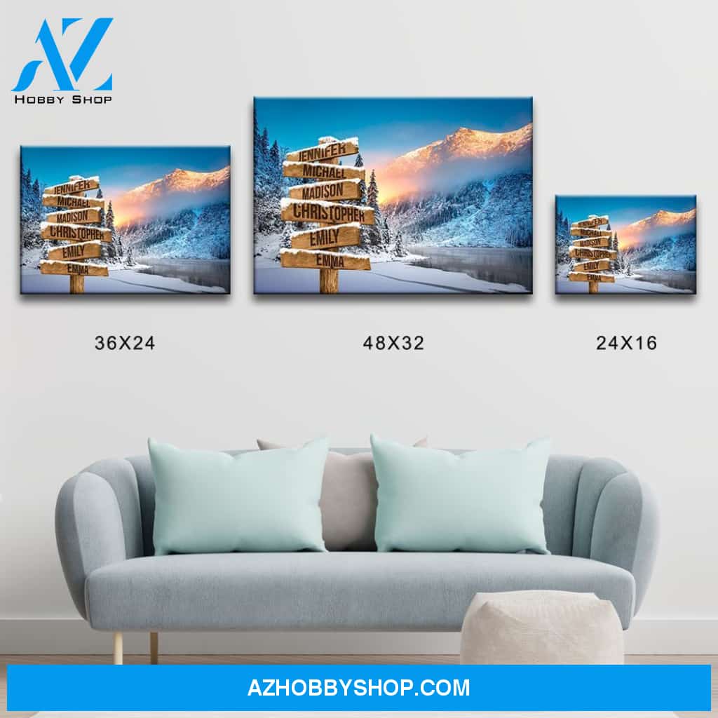 Winter Mountain Multi-Names Premium Canvas