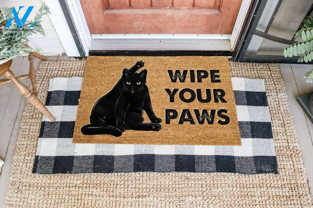 Wipe Your Paws Doormat Welcome Mat Housewarming Gift Home Decor Funny Doormat Best Gift Idea For Cat Lovers