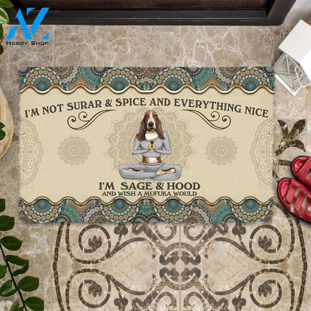 Wish A Mufuka Would-Basset Hound 02 Doormat