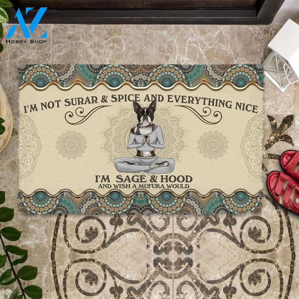 Wish A Mufuka Would-Boston Terrier Doormat