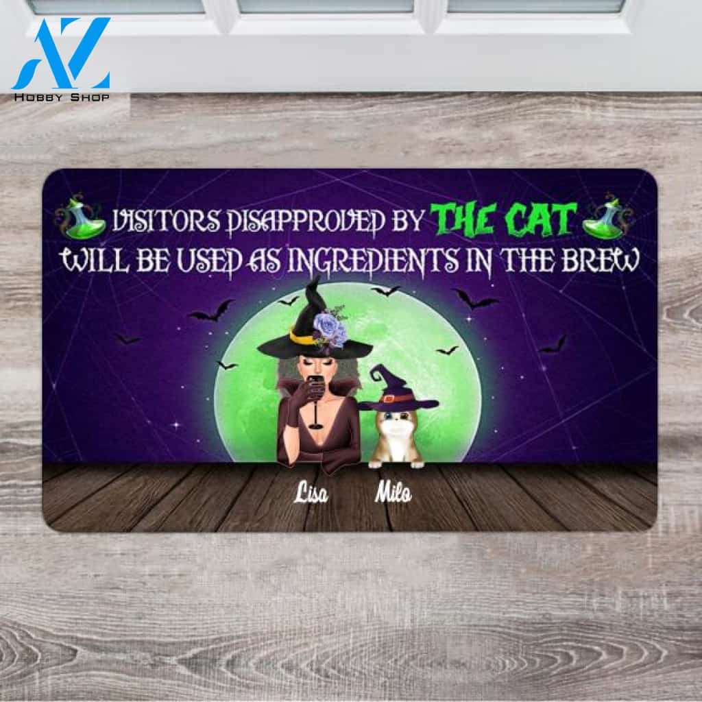 Personalized Witch Doormat - Best Cat Mom Gifts - Up To 6 Cats