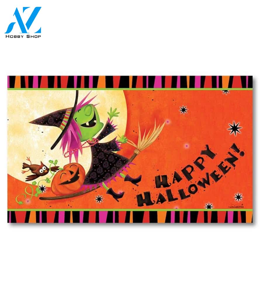 Witch Halloween Broom Ride Doormat - 18" x 30"