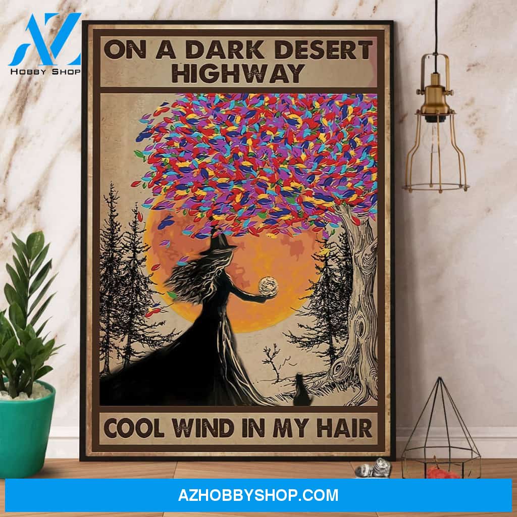 Witch On A Dark Desert Highway Halloween Canvas And Poster, Wall Decor Visual Art, Halloween Gift, Happy Halloween