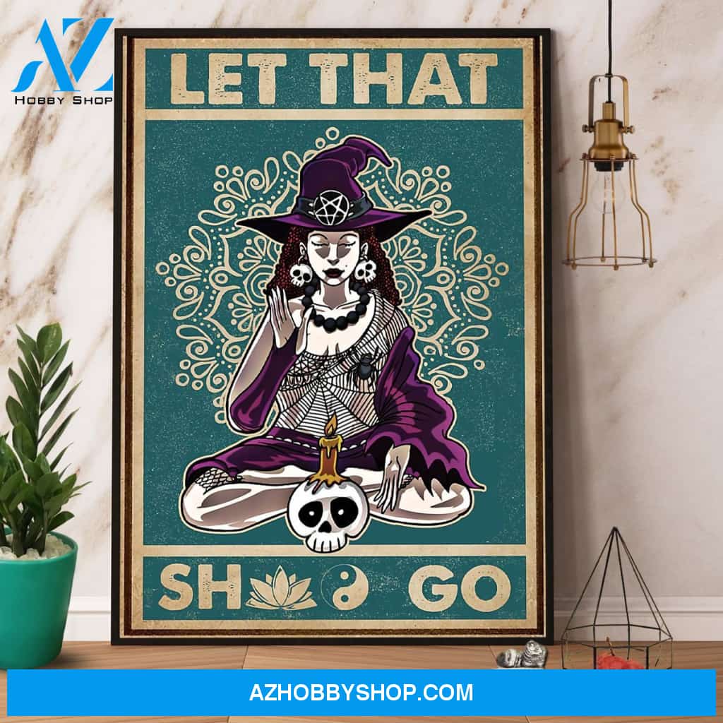 Witch Yoga Skull Let That Go Canvas And Poster, Wall Decor Visual Art