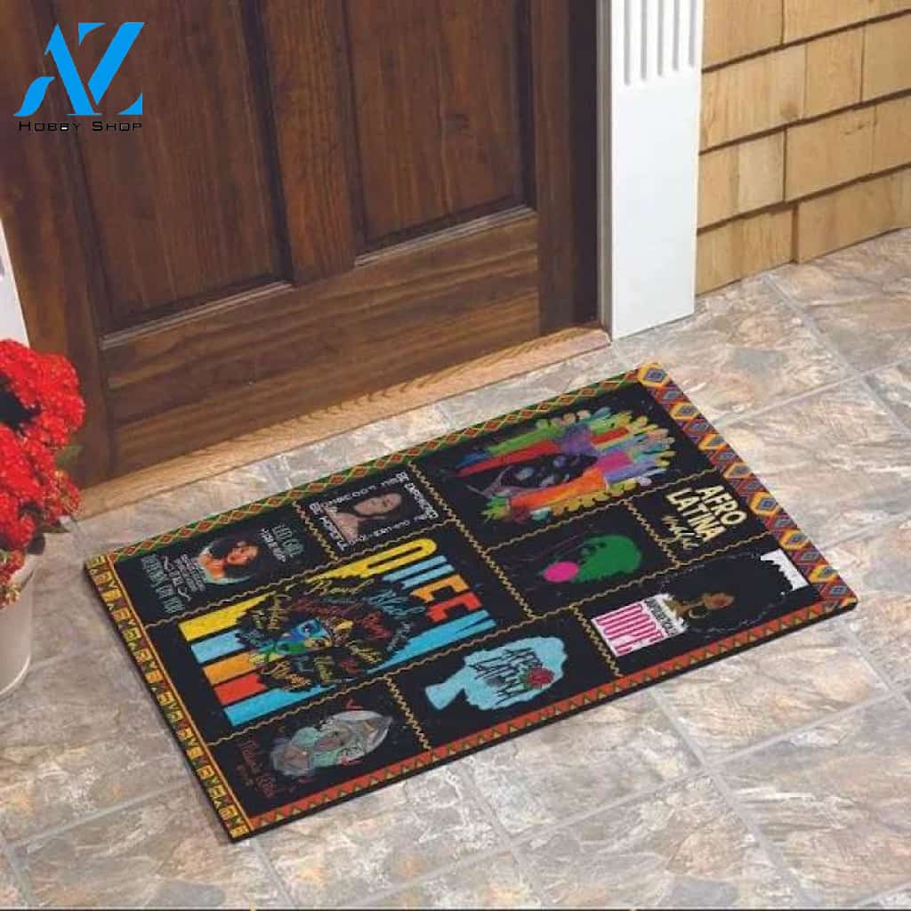 Womens Black Queen Melanin African American Usa Pride Dashiki Doormat