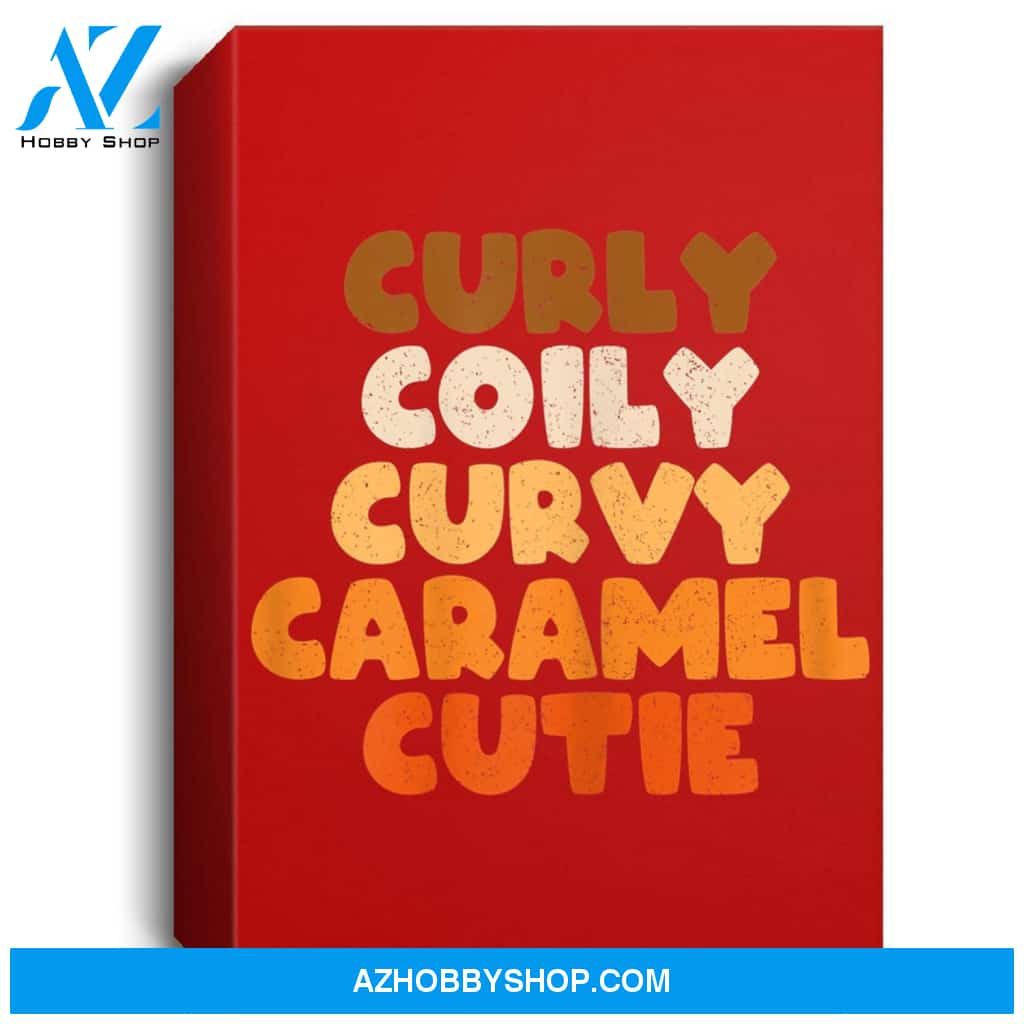 Womens Curly Coily Curvy Caramel Cutie Afro Melanin Black Woman Portrait Canvas