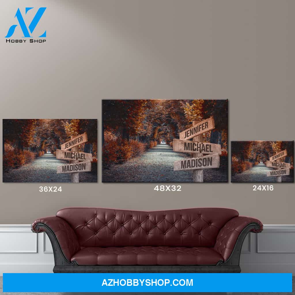 Woods Path 2 Color Multi-Names Premium Canvas