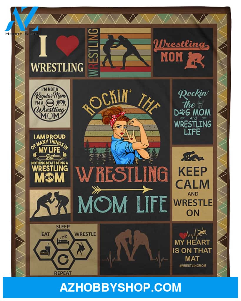 Wrestling Mom Eat Sleep Wrestle And Repeat Fleece Blanket Home Decor Bedding Couch Sofa Soft And Comfy Cozy Gift For Wrestling Lovers, Gift For Family