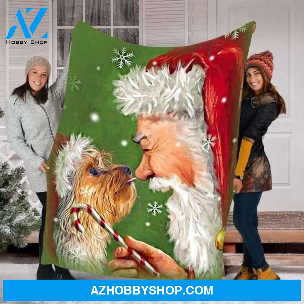 Xmas Fleece Blanket Yorkie Dog Fleece Blanket - Fleece Blanket Christmas Gift Ideas