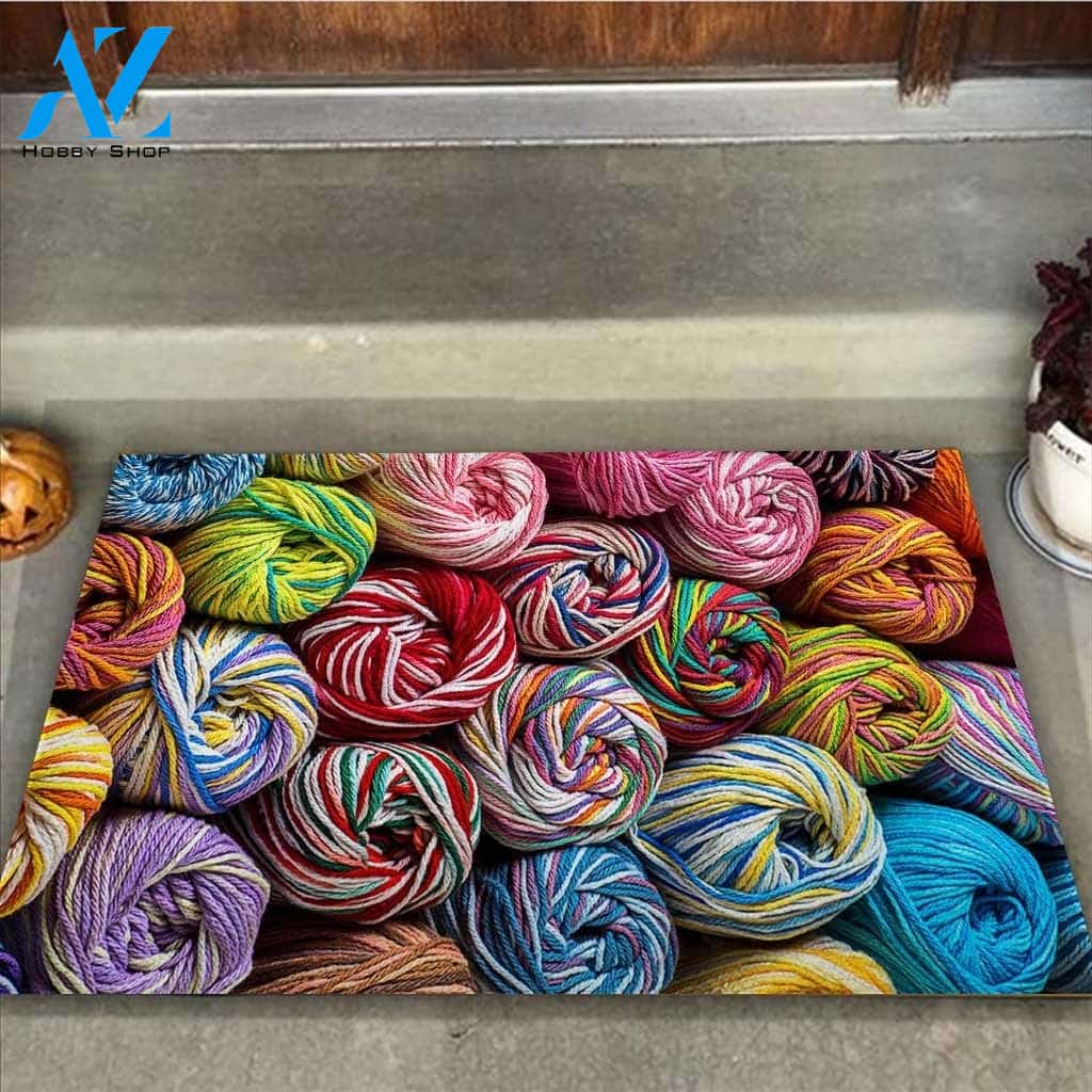 Yarn - Knitting Doormat, Gift For Knitting Lovers, Gift For Thanksgiving Christmas Decor Warm House Gift Welcome Mat