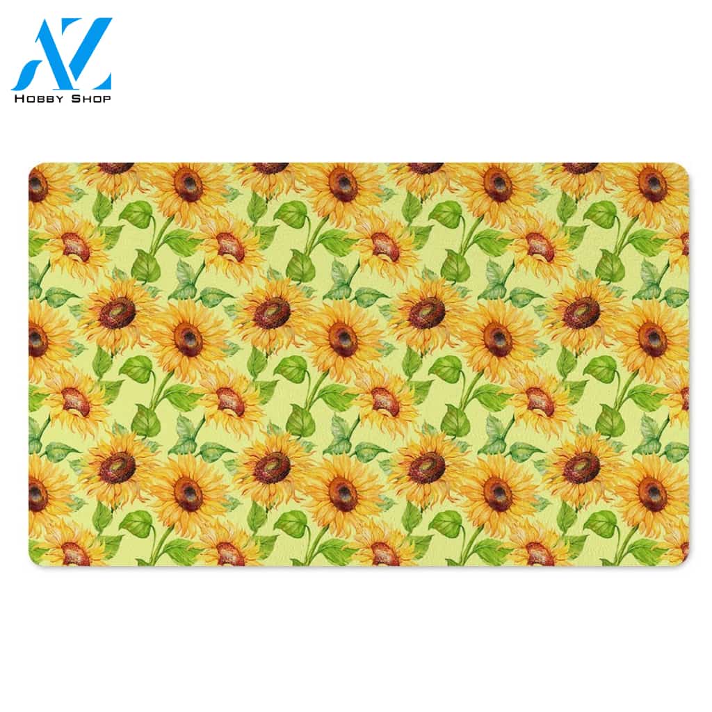 Yellow Sunflower Print Door Mat