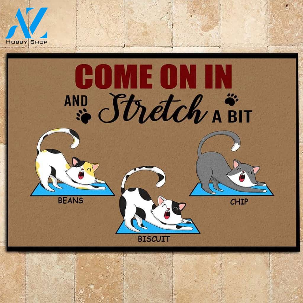 Yoga Cat Custom Doormat Come In And Stretch For A Bit | WELCOME MAT | HOUSE WARMING GIFT