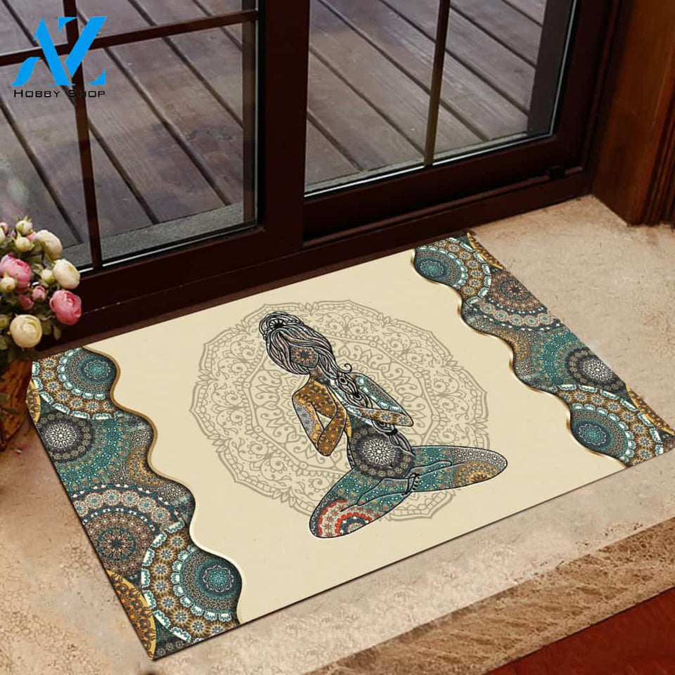 Yoga Girl Mandala Pattern Doormat | Welcome Mat | House Warming Gift | Christmas Gift Decor