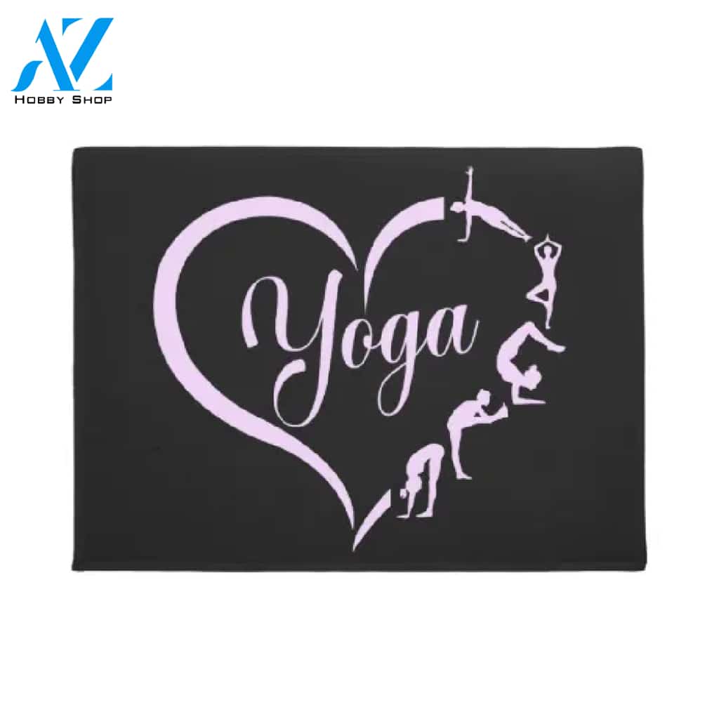 Yoga Heart Exercise Pink For Woman Girl Doormat Welcome Mat House Warming Gift Home Decor Funny Doormat Gift Idea