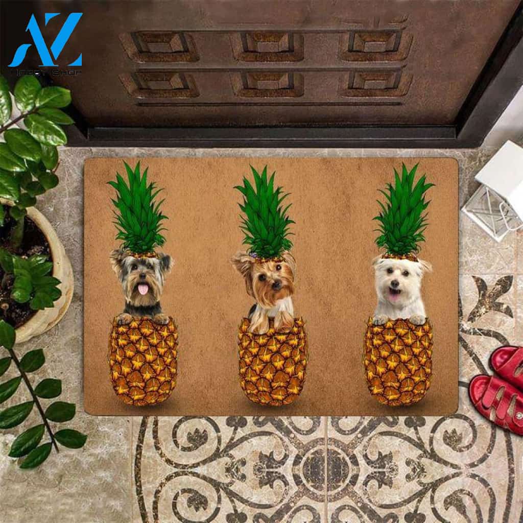 Yorkshire Pineapple Cute Funny Indoor And Outdoor Doormat Warm House Gift Welcome Mat Birthday Gift For Dog Lovers