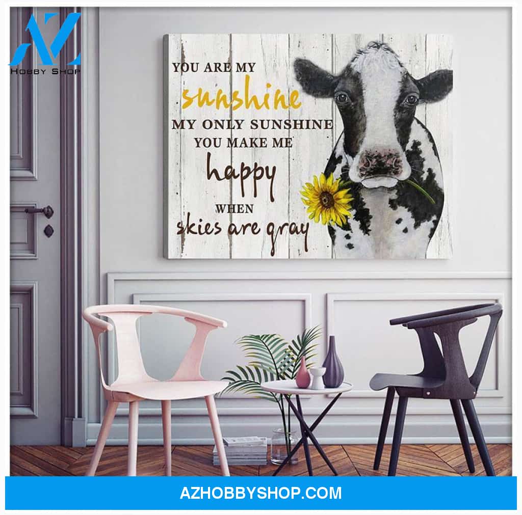 You Are My Sunshine Cow Canvas Wall Art, Wall Decor Visual Art