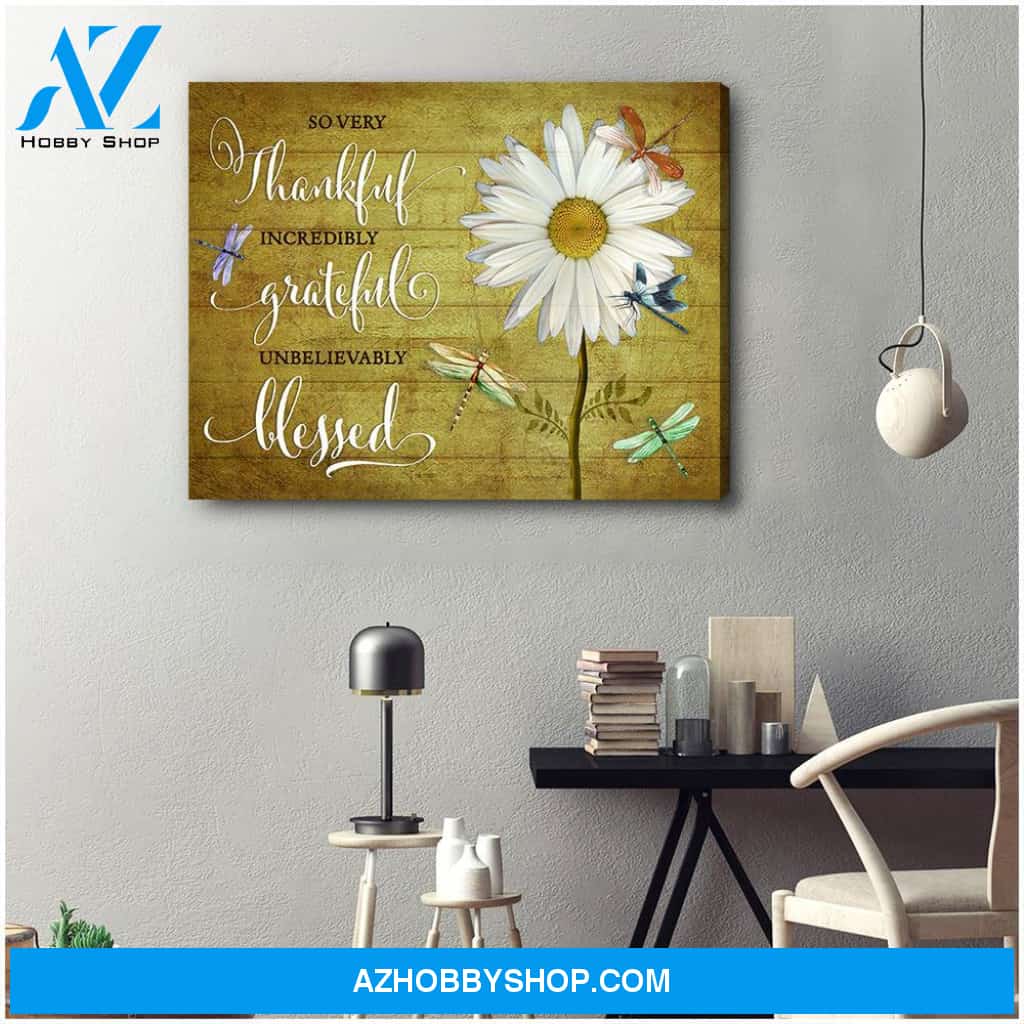 Zalooo So Very Thankful Dragonfly Wall Art Canvas