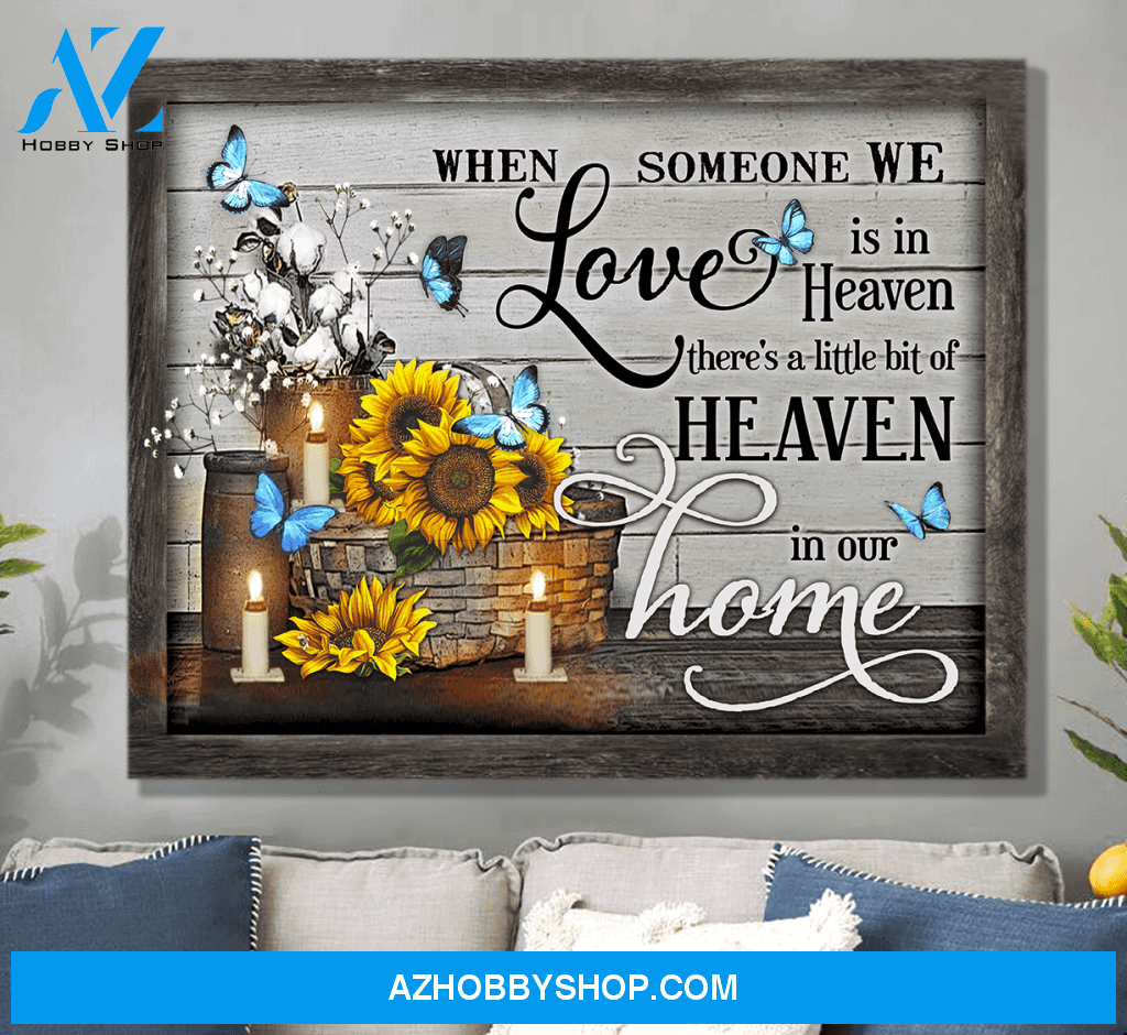 Zalooo When Someone We Love Is In Heaven Butterfly Canvas Wall Art Floral Decor