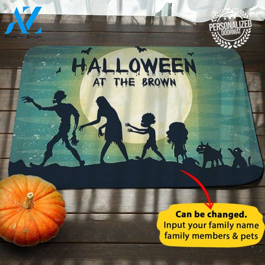 Zombie Halloween Personalized Doormat