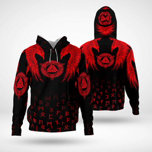 Unisex Hoodie All Over Print Viking Gifts Viking Limited Edition All Over Printed Black Red Unisex Hoodie