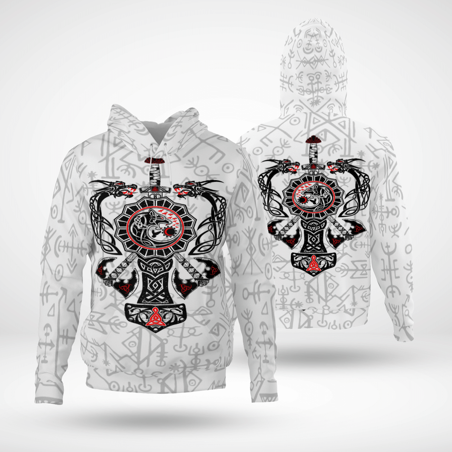 Unisex Hoodie All Over Print Viking Gifts Viking Limited Edition All Over Printed White Unisex Hoodie