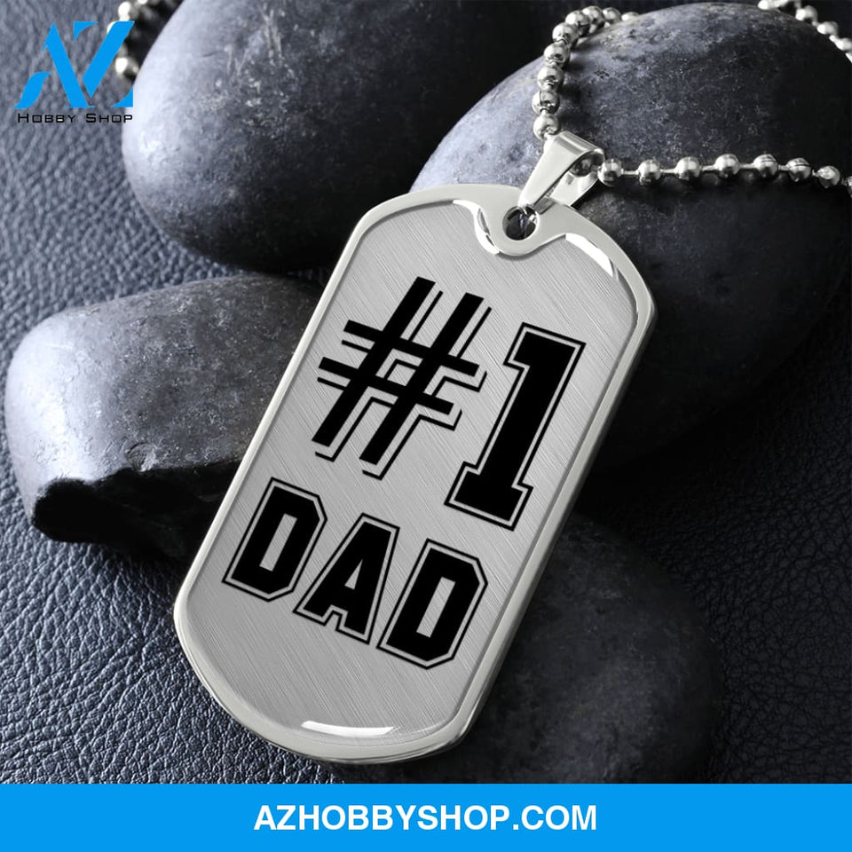 #1 DAD - Graphical Dog Tag & Ball chain (steel)