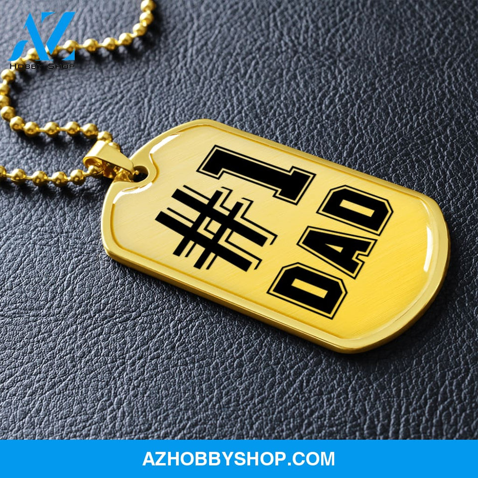 #1 DAD - Graphical Dog Tag & Ball chain (steel)