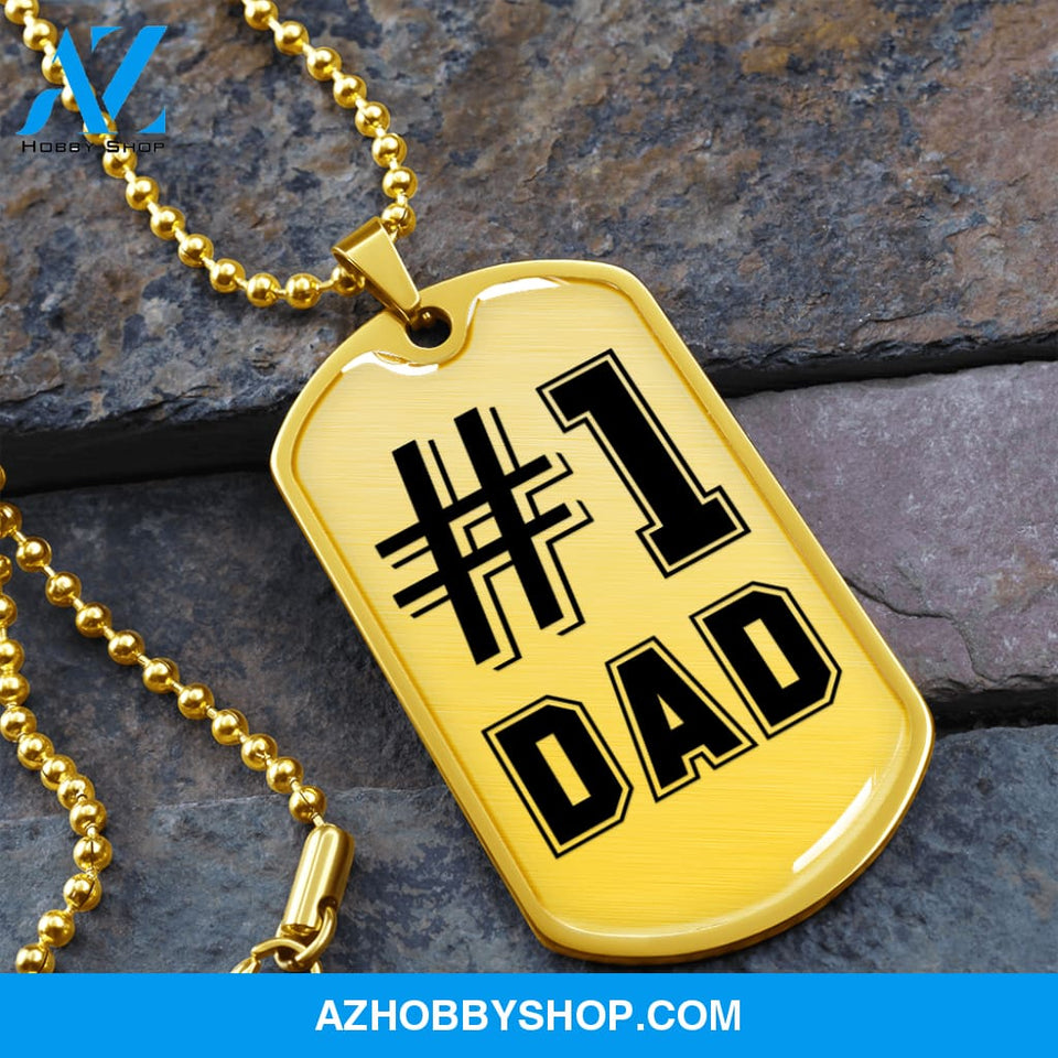 #1 DAD - Graphical Dog Tag & Ball chain (steel)