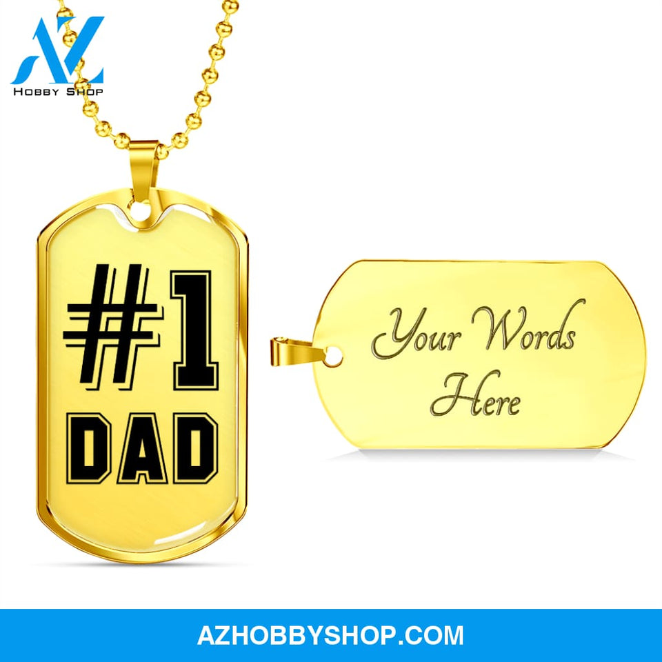 #1 DAD - Graphical Dog Tag & Ball chain (steel)