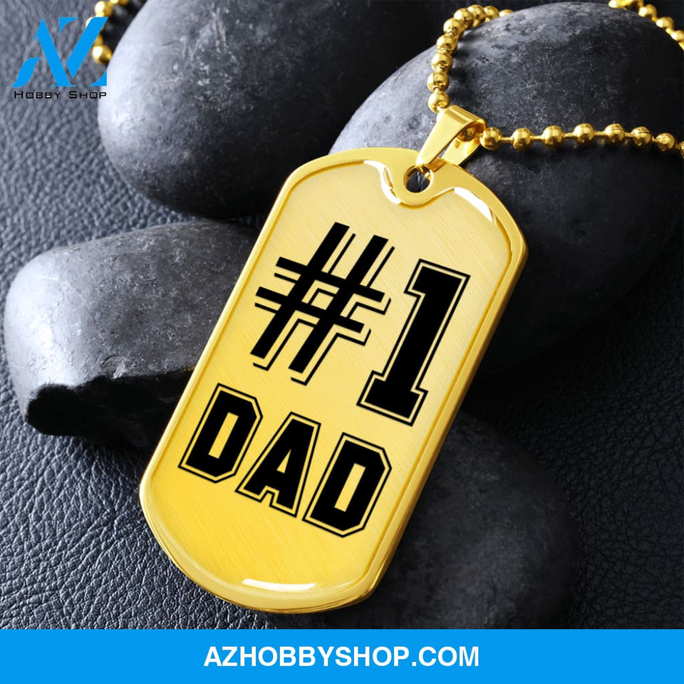 #1 DAD - Graphical Dog Tag & Ball chain (steel)