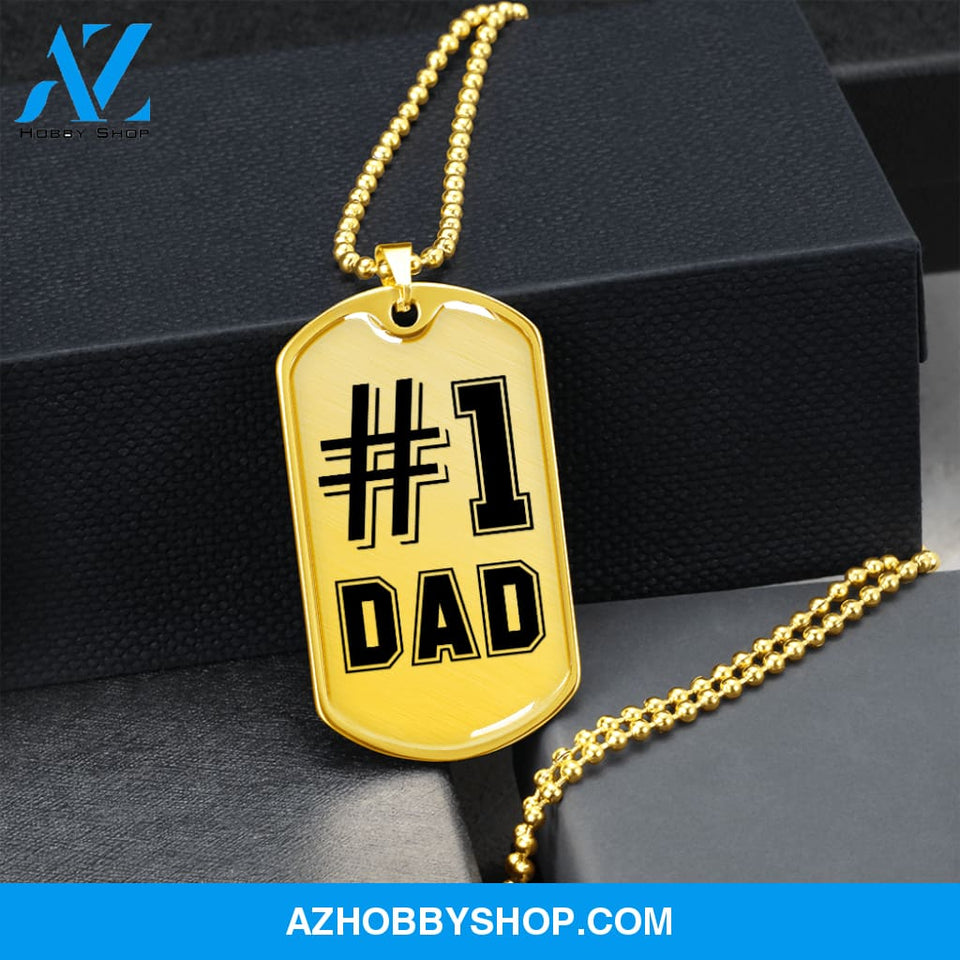#1 DAD - Graphical Dog Tag & Ball chain (steel)