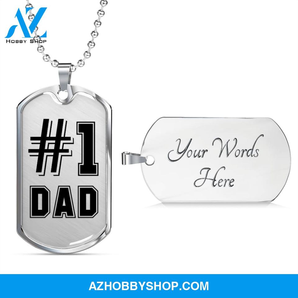 #1 DAD - Graphical Dog Tag & Ball chain (steel)