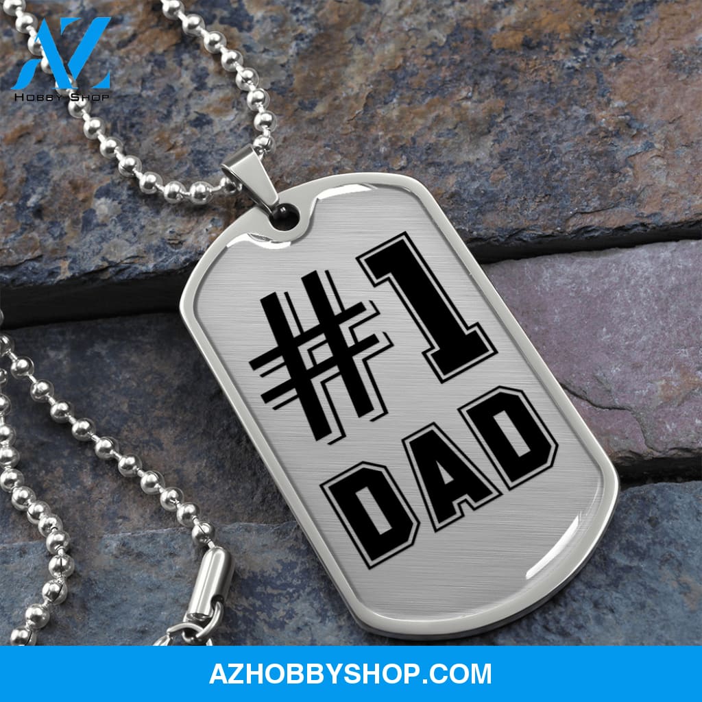 #1 DAD - Graphical Dog Tag & Ball chain (steel)