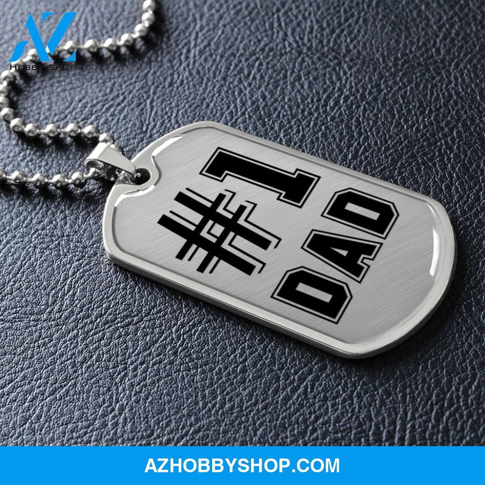 #1 DAD - Graphical Dog Tag & Ball chain (steel)