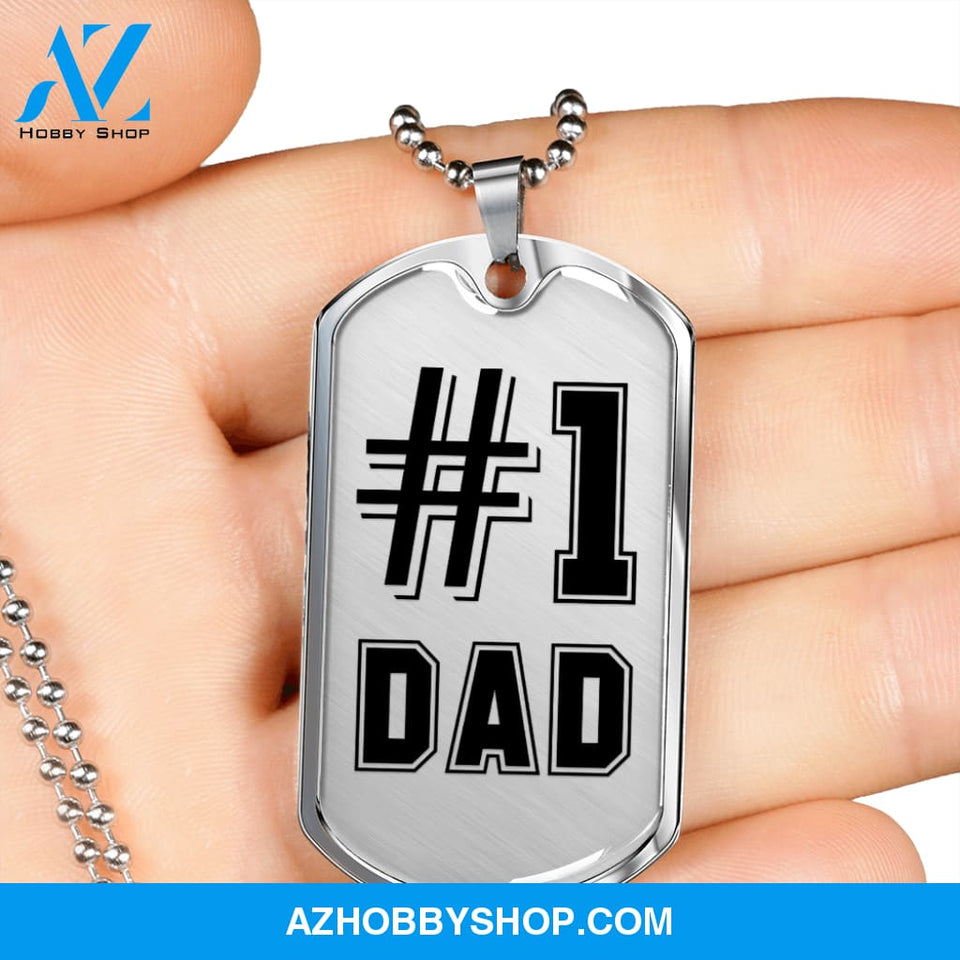 #1 DAD - Graphical Dog Tag & Ball chain (steel)