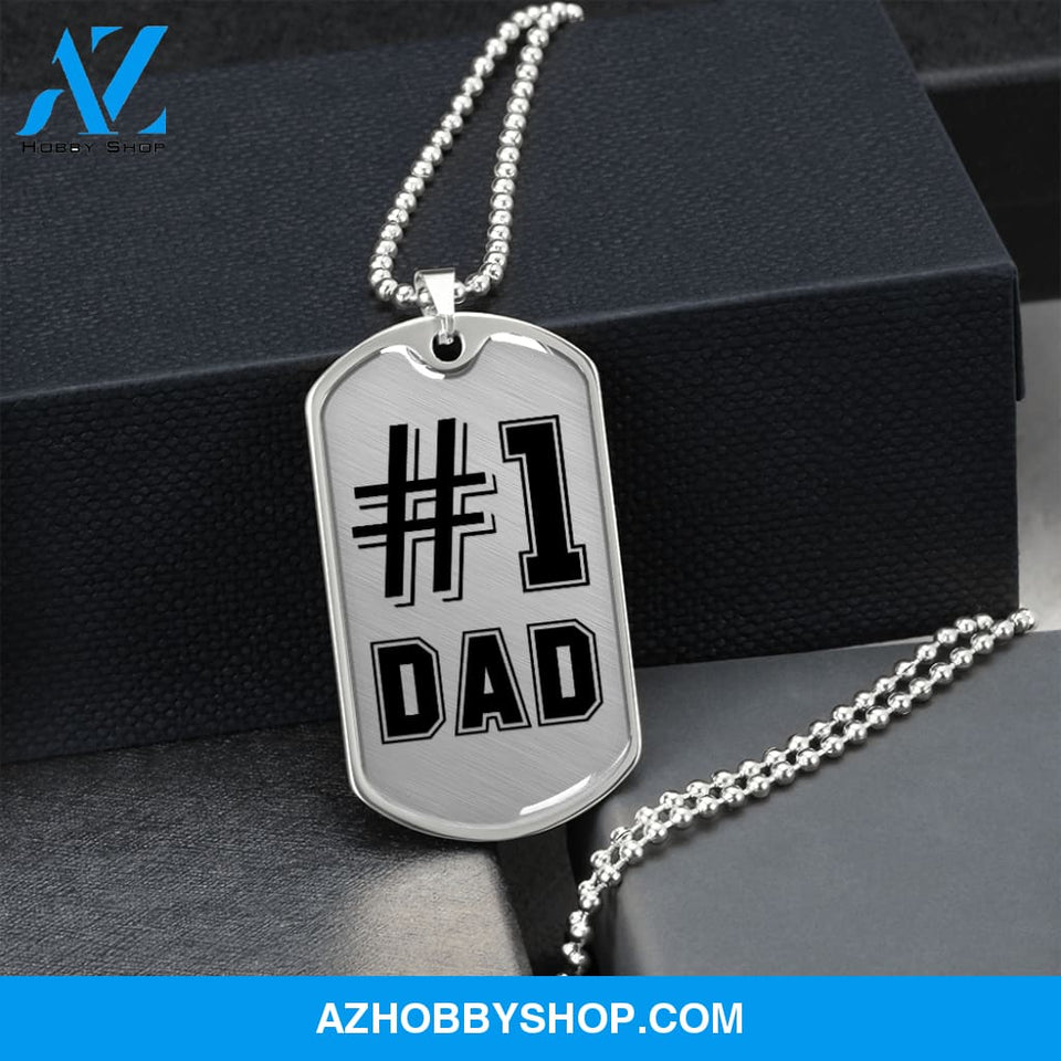 #1 DAD - Graphical Dog Tag & Ball chain (steel)