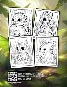 Baby Woodland Dragon 30 Pages Printable Coloring Book