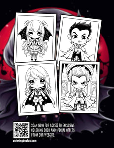 Chibi Vampire 30 Pages Printable Coloring Book