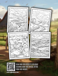 Countryside Life 30 Pages Printable Coloring Book