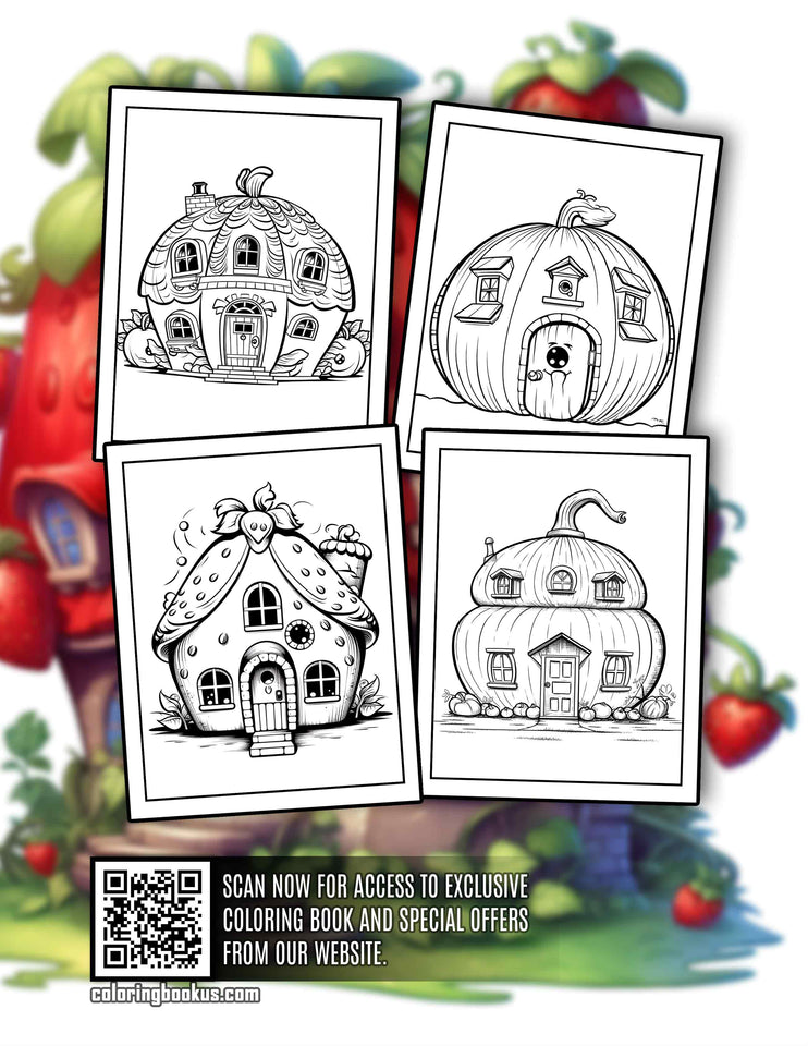 Fruit House 30 Pages Printable Coloring Book