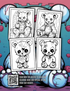 Horror Teddy Bear 30 Pages Printable Coloring Book