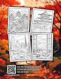 Travel to Japan 30 Pages Printable Coloring Book