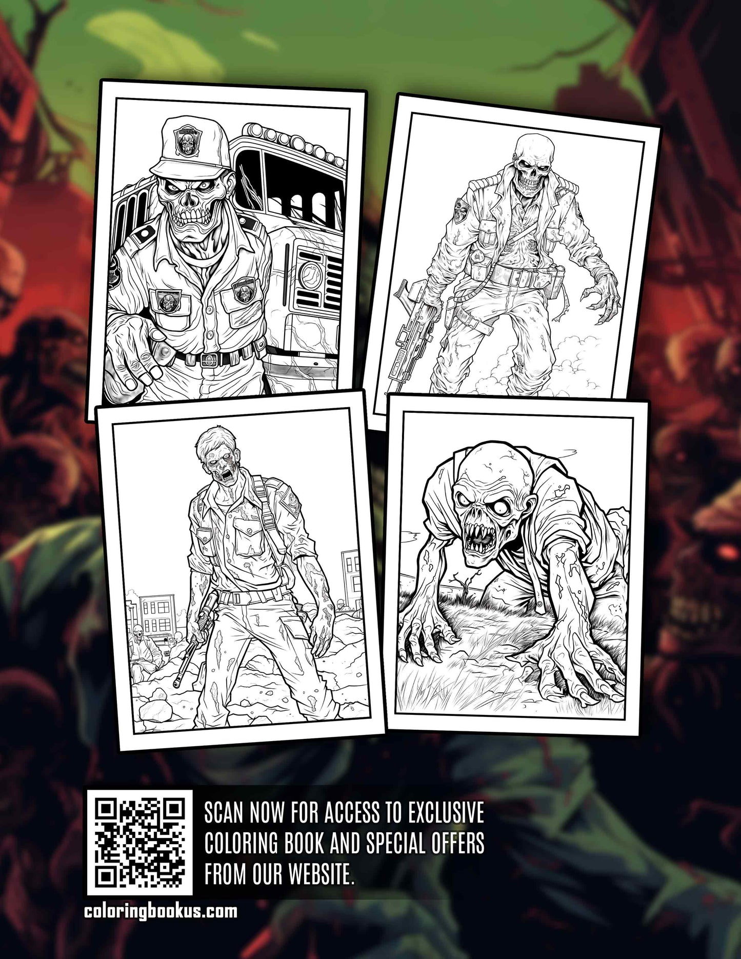 Zombie Apocalypse 30 Pages Printable Coloring Book