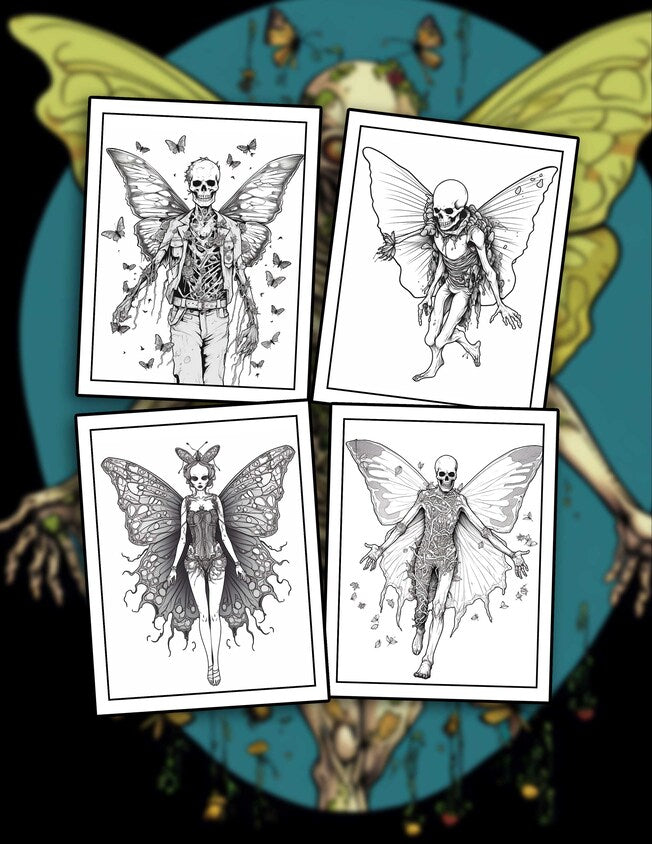 Zombie Fairy 30 Pages Printable Coloring Book