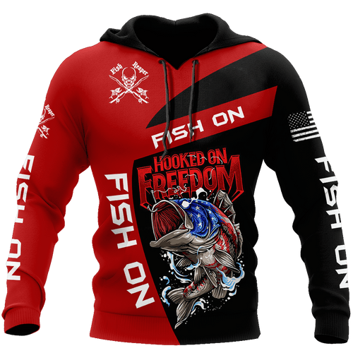 Fishing Gifts Hooked On Freedom Fish On Fishing Unisex Hoodie
