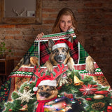 German Shepherd Christmas Blanket – Santa Dog Plaid Holiday Throw