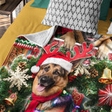 German Shepherd Christmas Blanket – Santa Dog Plaid Holiday Throw