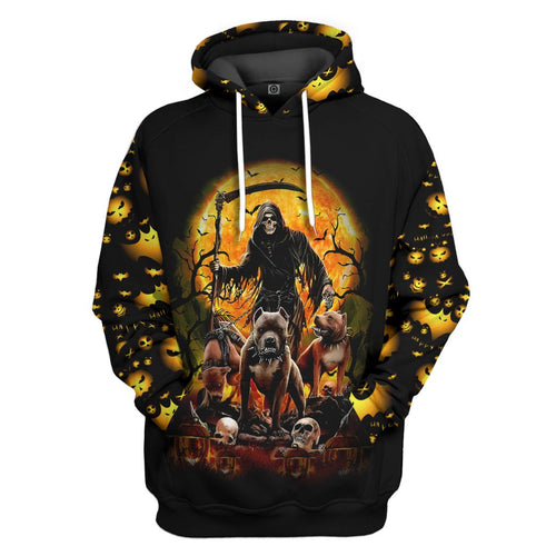 3D The Dead And Pitbull Halloween All Over Print Unisex Hoodie